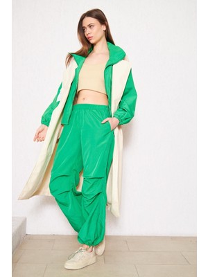 Comstar Kadın Bol Beli Lastikli Jogger Yeşil Eşofman Altı