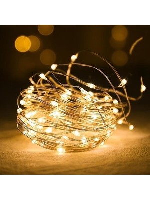 Tedaks Peri LED Işık 10 Metre (Sarı) Pilli Aydınlatma Şerit LED Saçak Spot Süsleme