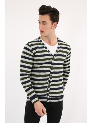 buğrahayalin Düğmeli Çizgili Erkek Günlük Hırka