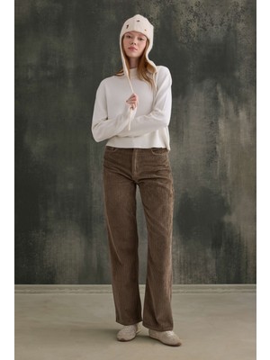 HE-QA Kadife Fitilli Pantolon Koyu Vizon