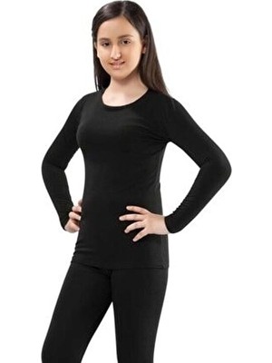 Kota Unisex Çocuk Uzun Kollu Termal Atlet Siyah Dokuma Kumaş Özellikleriyle Rahat
