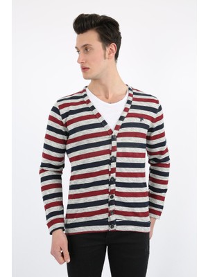 buğrahayalin Düğmeli Çizgili Erkek Günlük Hırka