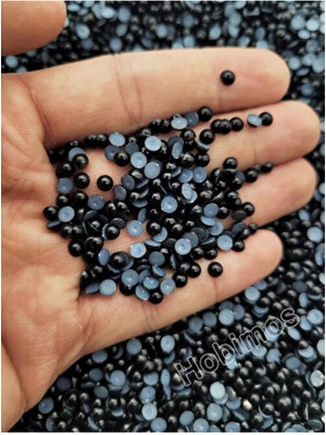 Hobimos 250 Adet 4 mm Siyah Küçük Yarım Inci Boncuk - Deliksiz Yapıştırılabilir Süsleme Boncuğu