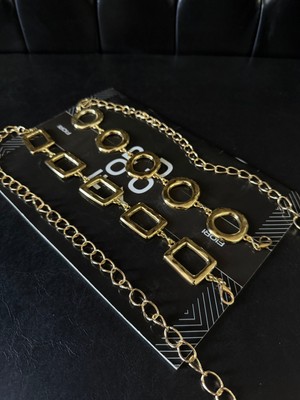 Fiori 2'li Kare Halka Detaylı Kadın Bel Zinciri Bel Kemeri,elbise Kemeri,etek Kemeri,pantolon Kemeri