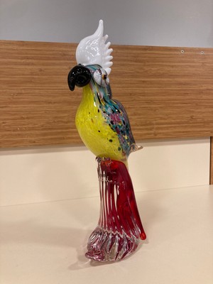 Plus Home Dekoratif El Yapımı Cam Papağan Obje Karışık Renk Mix Yükseklik 34 cm