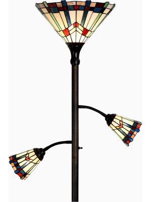Home London Breeze L30812 El Yapımı Tiffany Vitray 3 Işıklı Ayaklı Lambader 178 cm