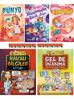 Timaş Çocuk Dilara Sarı -Bünyo 1-2-3- Vücudumuzun Küçük Sırları, Havalı Bilgiler Kitabı, Gel De Inanma(5kitap)