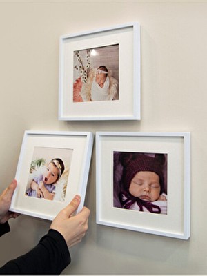 Nobbystar Yapışkanlı Sök-Tak Paspartulu Beyaz 21X21CM Kare Fotoğraf Çerçevesi - 3'lü Paket