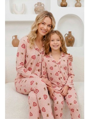 Asel Anne Kız Kombin Penye Boydan Düğmeli Pijama Takımı (Anne- Kız Ayrı Satılmaktadır.)