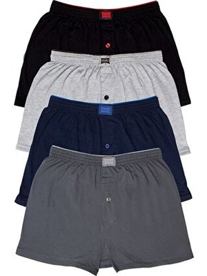 Tutku Erkek Havlu Bel Düz Boxer 4'lü Karışık Renkler - 4 Adet