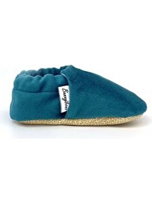 Bunnybons Yeşil Kadife Bebek Patik Kaydırmaz Taban Dokuma Malzeme ile Şık Tasarım