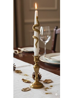  home altın yaldız desenli yılan şamdan mumu