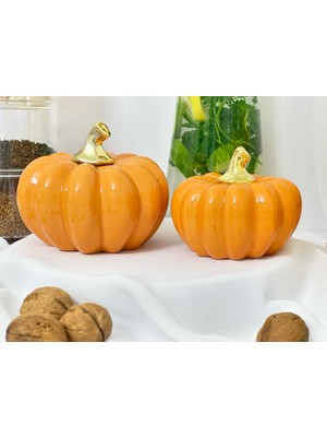 Aden Glass Sevgililer Günü Hediyesi Bal Kabağı Biblo 2 Li Dekor Obje 10 cm ve 8 cm