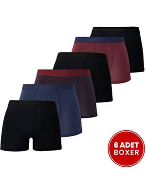 Tudors Erkek 6'lı Pamuklu Likralı Esnek Kumaş Premium Seri Boxer