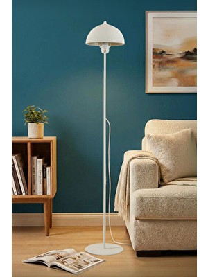 Marrien Luna Tek Ayaklı Krem Metal Lambader  Oturma Odası & Yatak Odası & Salon Lambader