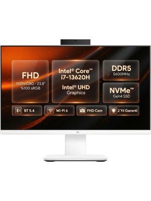 Asus V440 Intel Core I7-13620H 32GB 2tb SSD 23.8" Fhd Freedos Beyaz All In One Bilgisayar V440VAK-I716512W0D 006