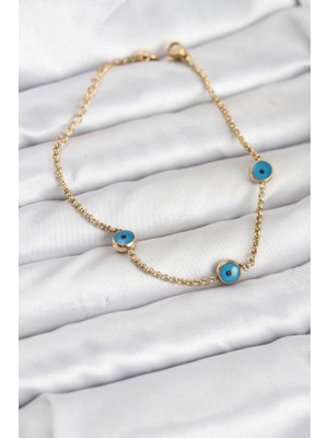 Skygo 316L Çelik Gold Renkli Nazar Boncuk Model Kadın Bileklik - TJ-BB8164