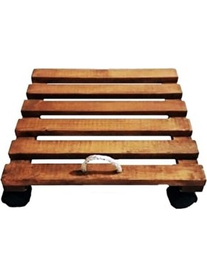  ahşap tekerlekli saksı damacana altlığı