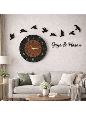 Salon ve Odalar Için Tasarım Duvar Saati Kişiye Özel No 77