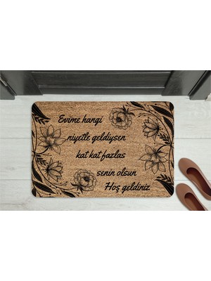 M&H Quality Anlamlı Mesajlı Hoş Geldiniz Kapı Önü Paspası – Çiçek Desenli, Kaymaz ve Yıkanabilir