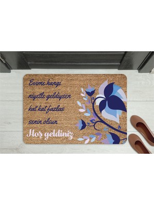 M&H Quality Anlamlı Mesajlı Hoş Geldiniz Kapı Önü Paspası – Çiçek Desenli, Kaymaz ve Yıkanabilir