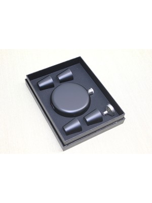 Kut Fly 4 Shot Bardaklı Matara Seti Yuvarlak Siyah