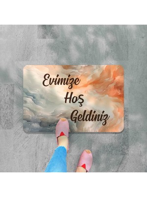 M&H Quality Dijital Baskılı Hoş Geldiniz Yazılır Desenli Dekoratif Dış Kapı Önü ve Iç Mekan Paspası Yıkanabilir