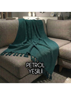 Luwino Home Koltuk Örtüsü , Tv Şalı , Throw ,yatak Örtüsü , Çok Amaçlı Örtü , Petrol Yeşili Renk 180X200 cm