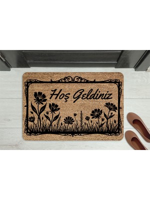 M&H Quality Home Hoşgeldiniz Kelebek Dekoratif Çok Amaçlı Iç ve Dış Kapı Paspası