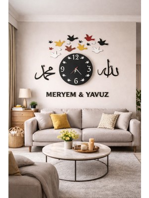 Salon ve Odalar Için Tasarlanmış Duvar Saati Kişiye Özel No 88
