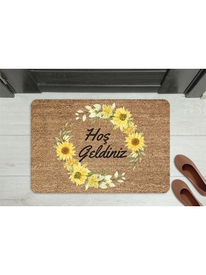 M&H Quality Hoş Geldiniz Neşeli Font Dekoratif Kapı Önü Paspası