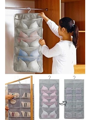 Serstil 15 Cepli Iki Taraflı Iç Çamaşırı Organizeri Gri Renk 75 x 40 Ebatlarında Pratik Kullanım