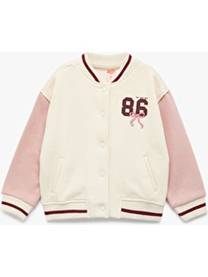 Koton Şardonlu Uzun Kollu Renk Bloklu Baskılı Kolej Ceket