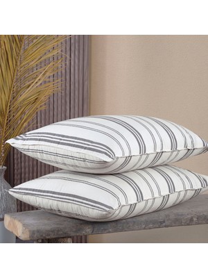 Lief Home Pamuklu Ipliği Boyalı Yıkamalı Kapaklı Yastık Kılıfı | 2’li Set | 50X70 cm | Çift Iğne Detaylı