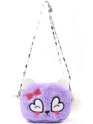 SHAKA Lila SHK285 Peluş Kumaş ,nakış Işlemeli, Fermuarlı Tek Bölmeli Kız Çocuk Çantası