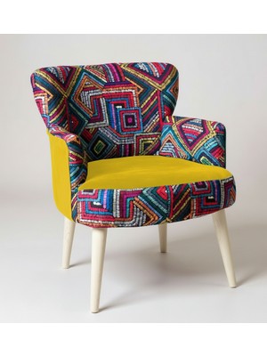 Waterybrook Tekli Berjer Koltuk - Dijital Baskılı Babeface Kumaş – Beyaz Ayaklı - 5 Renk Seçeneği