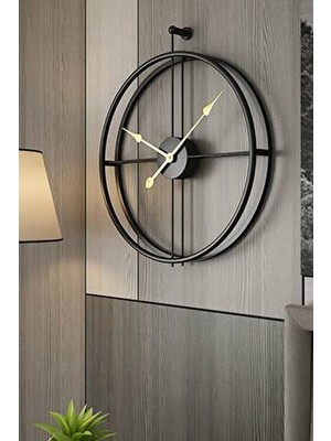 Aga Konsept La Clock Siyah Metal Dekoratif İspanyol Tarzı Yuvarlak Duvar Saati 75 x 85 cm