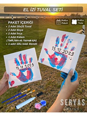 Seryas Design El Izi Tuval Seti 2 Adet Tuval Sevgiliye Hediye Çiftlere Özel Hediye Yılbaşı Hediyesi