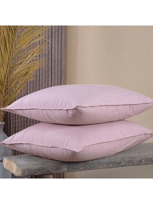 Lief Home Pamuklu Ipliği Boyalı Yıkamalı Kapaklı Yastık Kılıfı | 2’li Set | 50X70 cm | Çift Iğne Detaylı