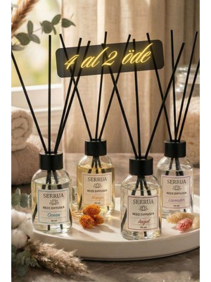 Serrua 4'lü Çubuklu Oda Kokusu Seti Lavanta-Mango-Angel-Okyanus) Reed Dıffuser