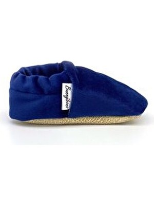 Bunnybons Lacivert Kadife Bebek Patik Kaydırmaz Taban Dokuma Malzeme ile Şık Tasarım