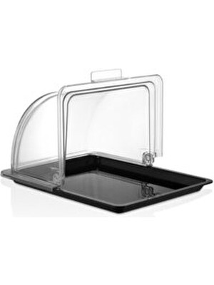 İstanbul Horeca GastroPlast Muhafazalı Menteşeli Kek , Börek Fanusu, Komple Polikarbon Plastik, 2li Set 32.5X26.5 cm