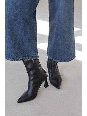 Straswans Poppin Kadın Pino Ökçe Deri Bot Siyah