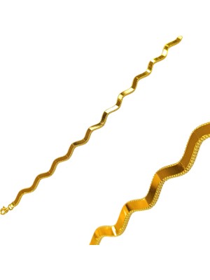 Genel Zig Zag Ajda Bileklik Künye 14 Ayar Altın Hd Videolu