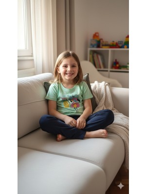 Ayans Pijama Flamingo Figürlü Çocuk Pijama Takımı