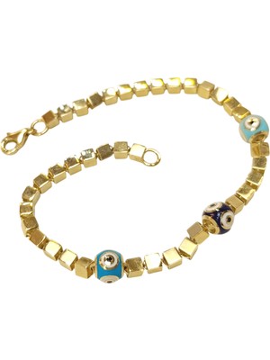 Genel Mineli Küp Göz Bileklik Künye 14 Ayar Altın Hd Videolu