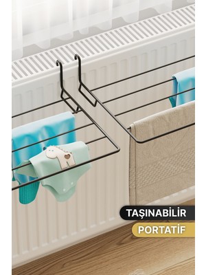 Bino 2'li Çamaşırlık Isıya Dayanıklı Petek Üstü Kurutmalık Balkon Çamaşır Kurutma Askısı Sabit Askılık