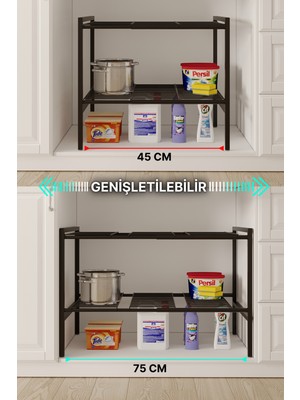 Bino Dolap Içi Tezgah Altı Raf Metal Ayarlanabilir Organizer Mutfak Banyo Çok Amaçlı Düzenleyici