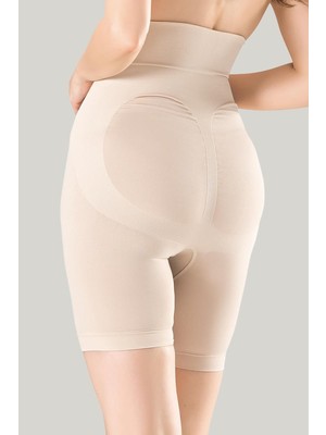 Kadın Ten Rengi Çift Kat Mideli Parçalı Korse Sıkılaştırıcı Shapewear
