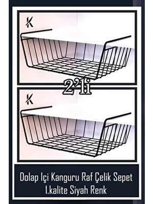 Karteya 1.kalte Dolap Içi Kanguru Raf Çelik Sepet Askılı Raf Siyah